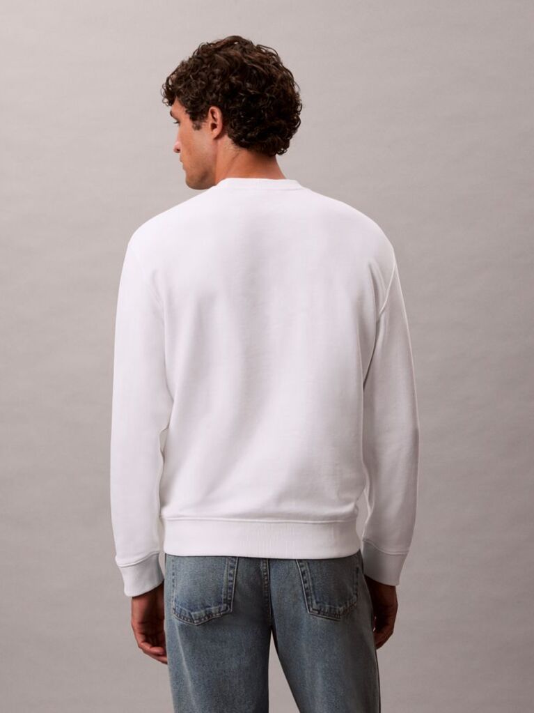 White Cotton Terry Badge Sweatshirt  Men