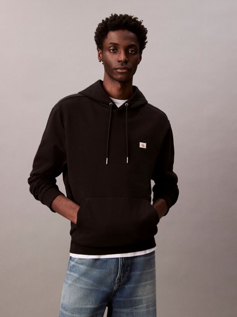 Μαύρο Hoodie Από Βαμβακερό Terry Με Λογότυπο  Άνδρας