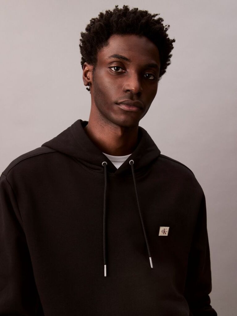 Μαύρο Hoodie Από Βαμβακερό Terry Με Λογότυπο  Άνδρας