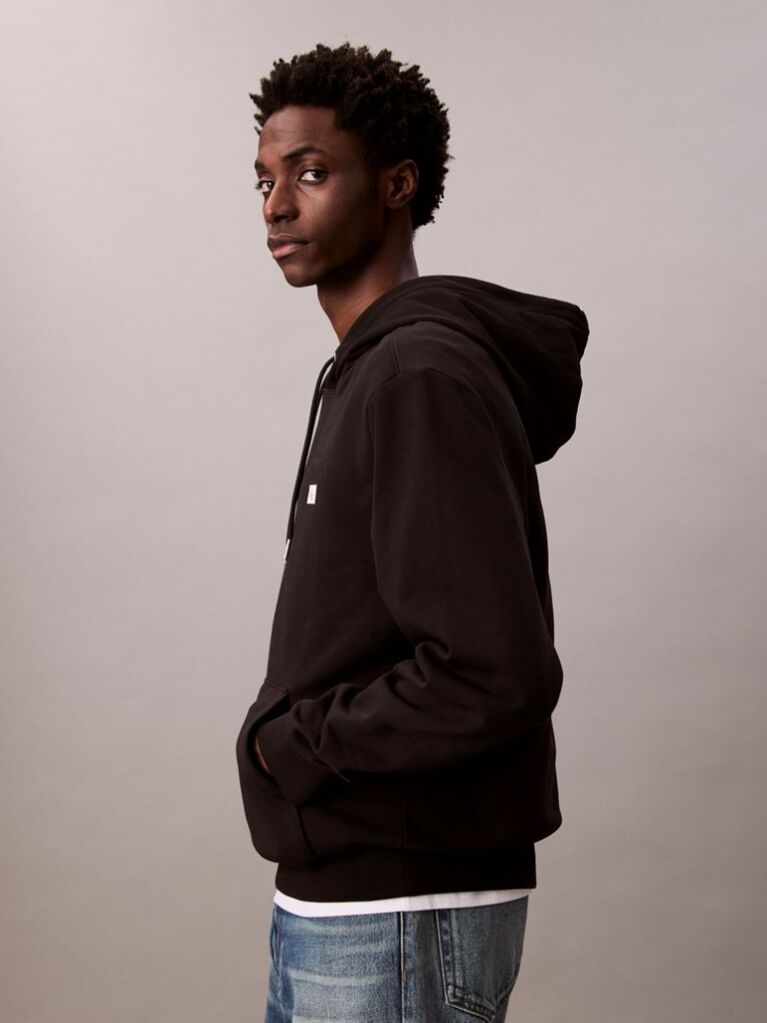 Μαύρο Hoodie Από Βαμβακερό Terry Με Λογότυπο  Άνδρας