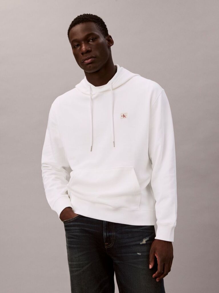 Λευκό Hoodie Από Βαμβακερό Terry Με Λογότυπο  Άνδρας