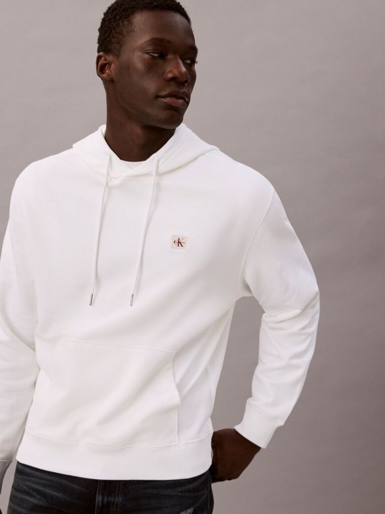 Λευκό Hoodie Από Βαμβακερό Terry Με Λογότυπο  Άνδρας