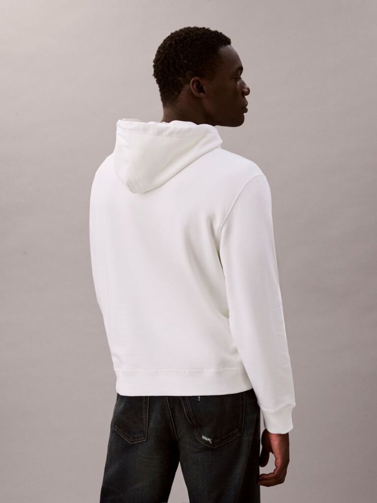 Λευκό Hoodie Από Βαμβακερό Terry Με Λογότυπο  Άνδρας