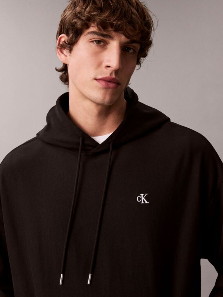 Μαύρο Hoodie Από Terry  Άνδρας