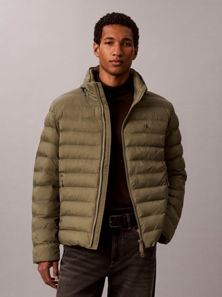 Green Lightweight Nylon Puffer Jacket  Men