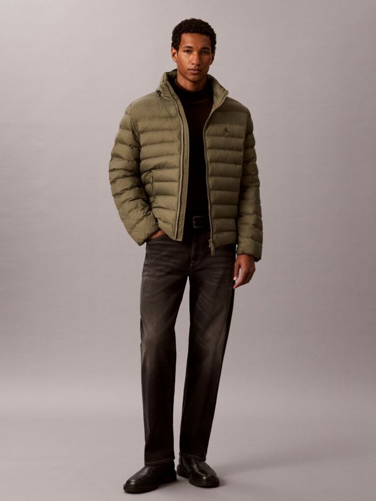 Green Lightweight Nylon Puffer Jacket  Men