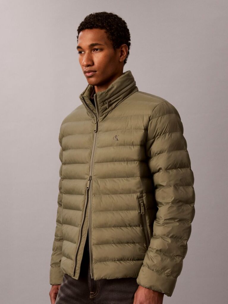 Green Lightweight Nylon Puffer Jacket  Men