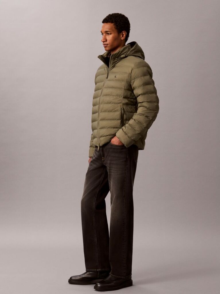Green Lightweight Nylon Puffer Jacket  Men
