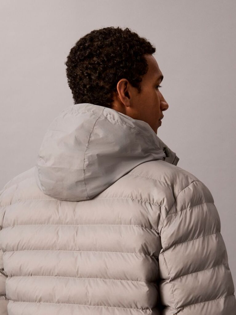 Grey Lightweight Nylon Puffer Jacket  Men
