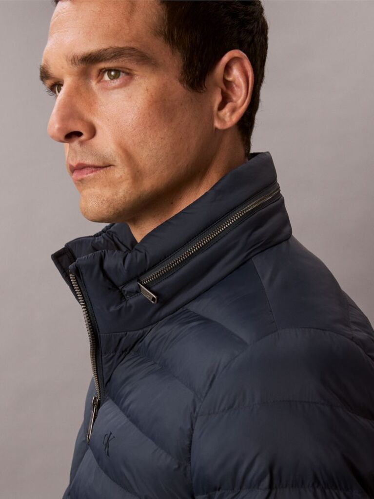 Blue Lightweight Nylon Puffer Jacket  Men