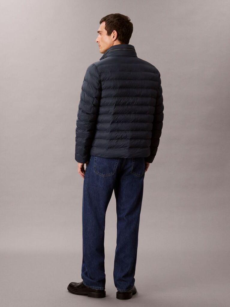 Blue Lightweight Nylon Puffer Jacket  Men