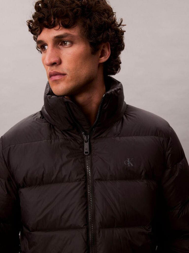Black Hooded Down Puffer Jacket  Men