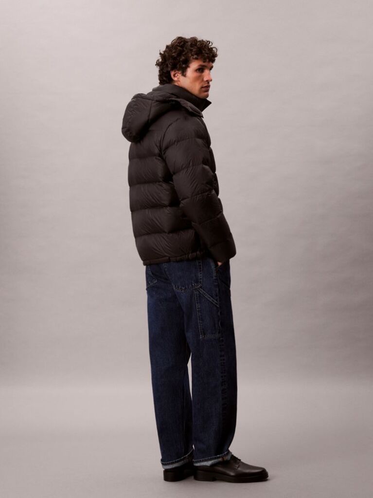 Black Hooded Down Puffer Jacket  Men