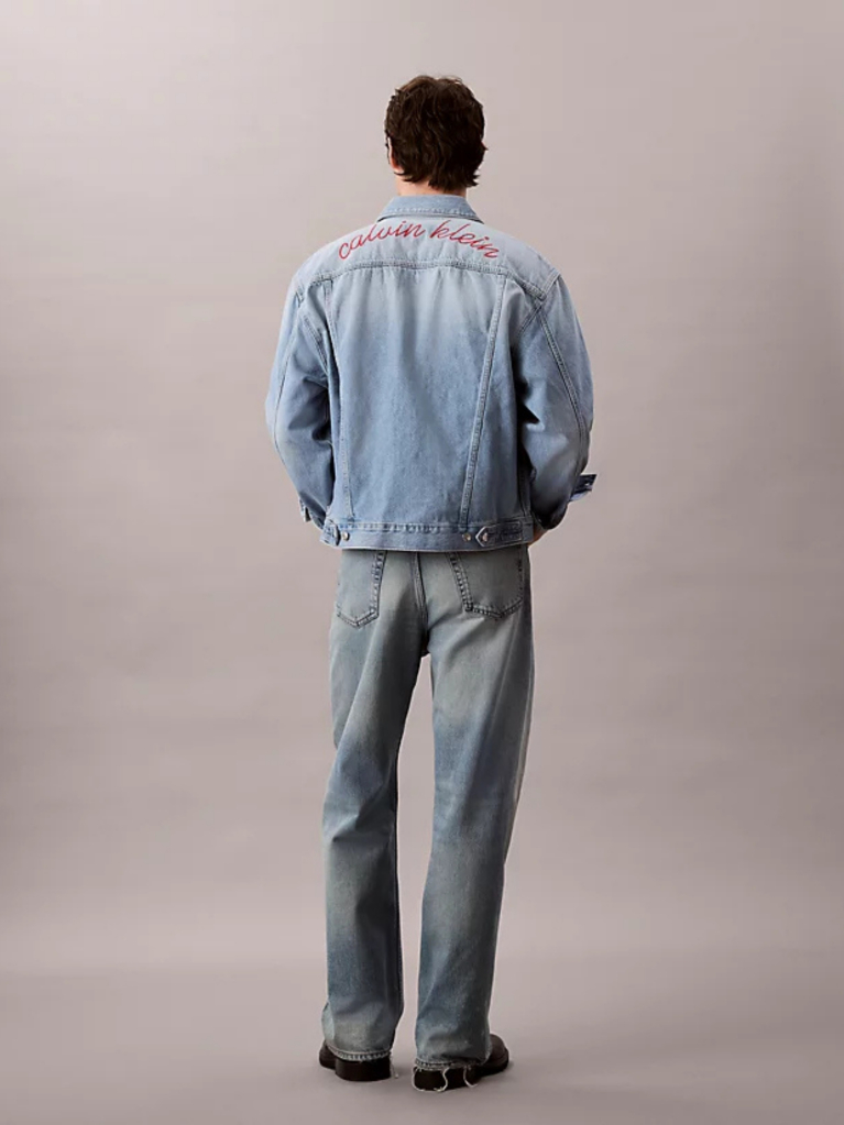 Denim Chain Stitch Logo 90s Denim Jacket  Men
