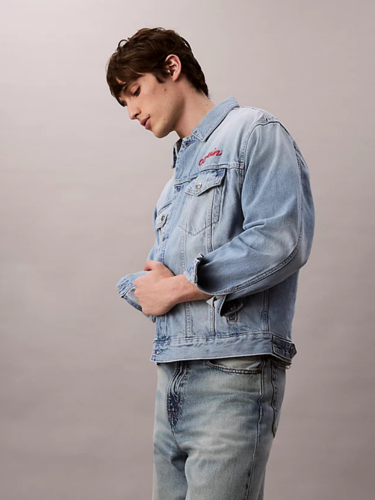 Denim Chain Stitch Logo 90s Denim Jacket  Men