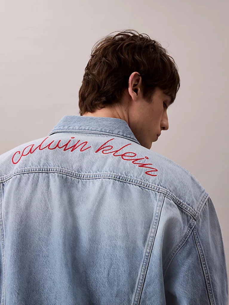 Denim Chain Stitch Logo 90s Denim Jacket  Men