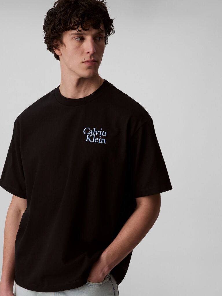 Μαύρο Άνετο T-Shirt Με Λογότυπο  Άνδρας