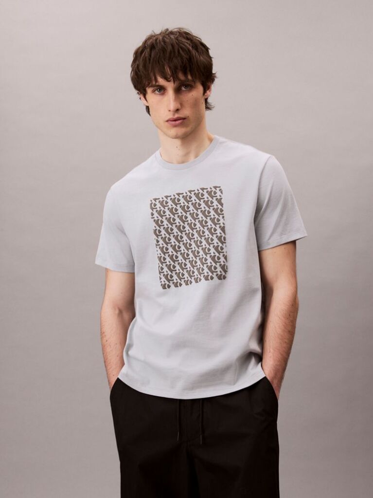 Grey Monogram Logo Easy Tee  Men
