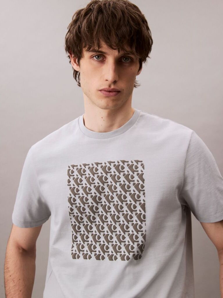 Grey Monogram Logo Easy Tee  Men