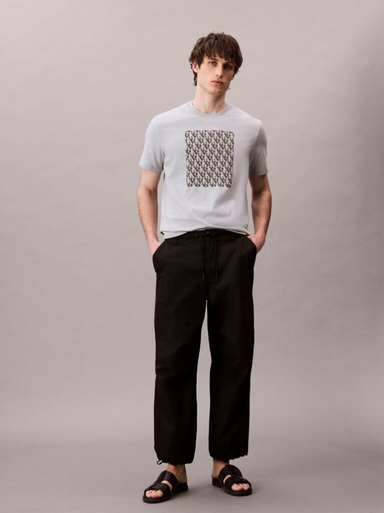 Grey Monogram Logo Easy Tee  Men