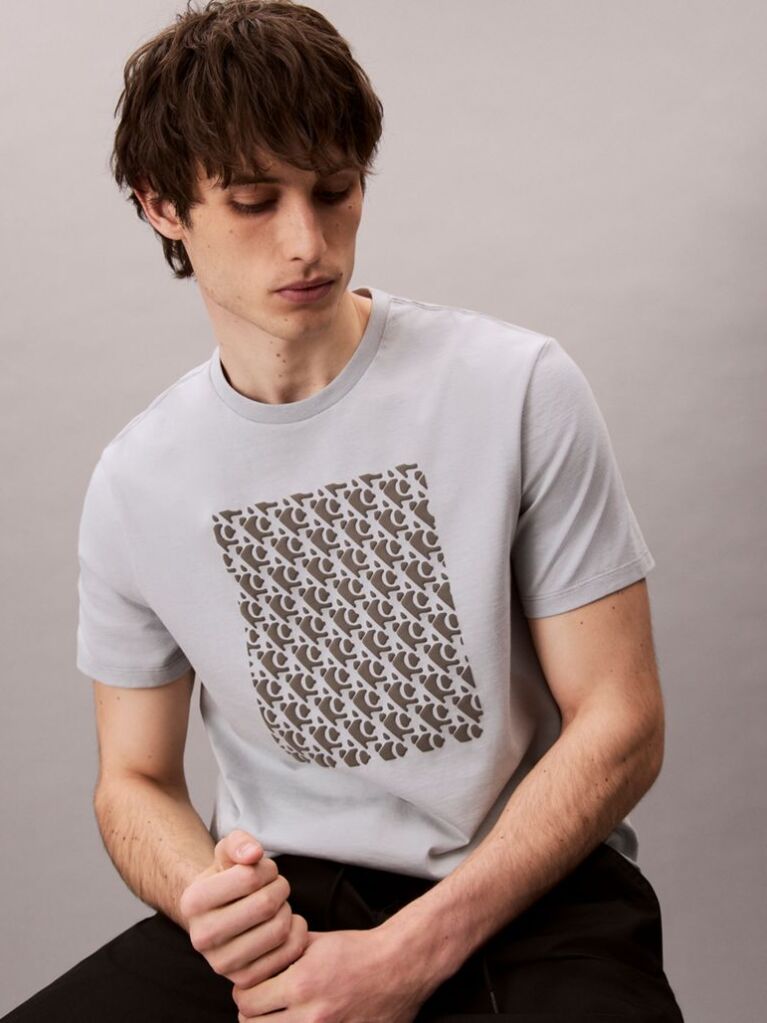 Grey Monogram Logo Easy Tee  Men