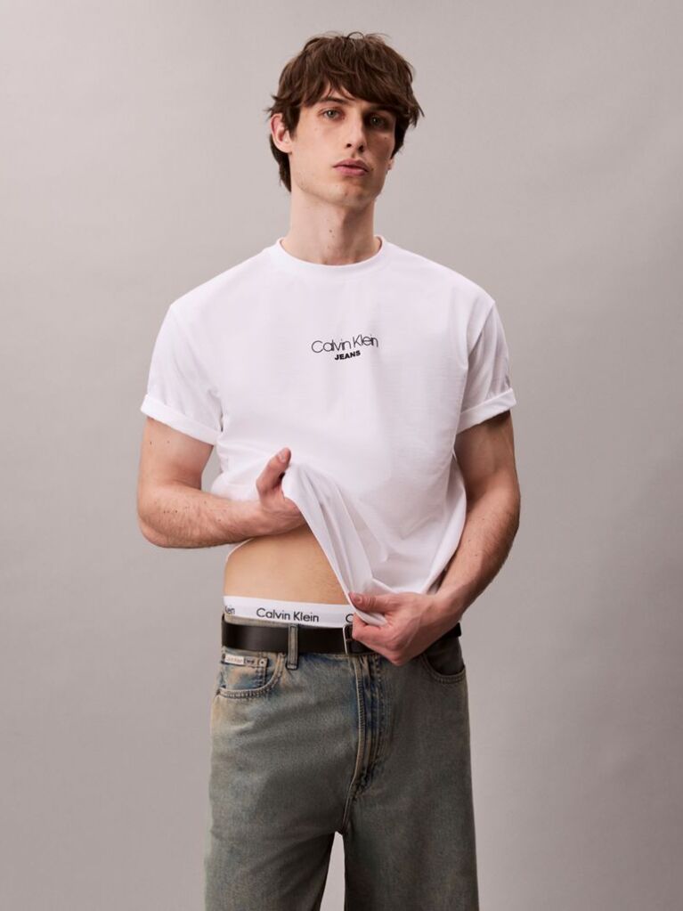 Λευκό Άνετο T-Shirt Με Λογότυπο  Άνδρας