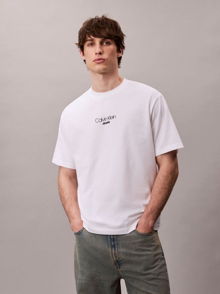 Λευκό Άνετο T-Shirt Με Λογότυπο  Άνδρας