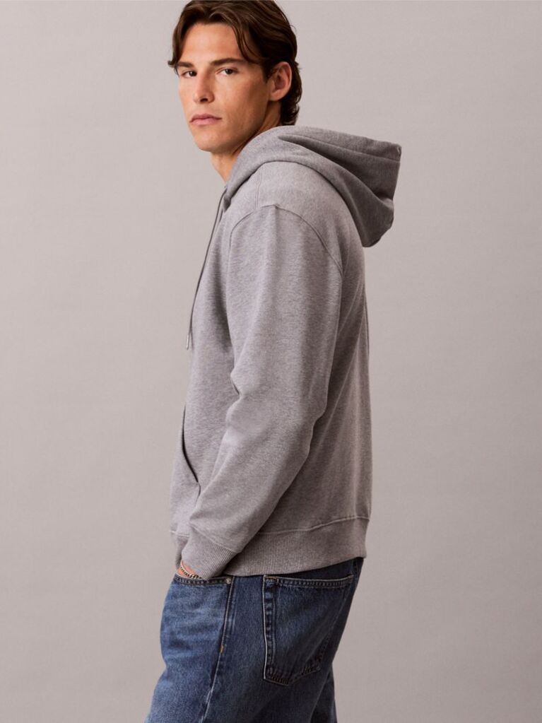 Grey Relaxed Monogram Hoodie  Men