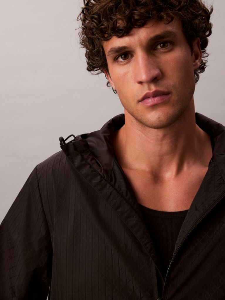 Black Long Sleeve Nylon Flange Windbreaker  Men