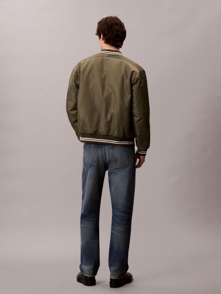 Green Nylon Tipped Bomber Jacket  Men
