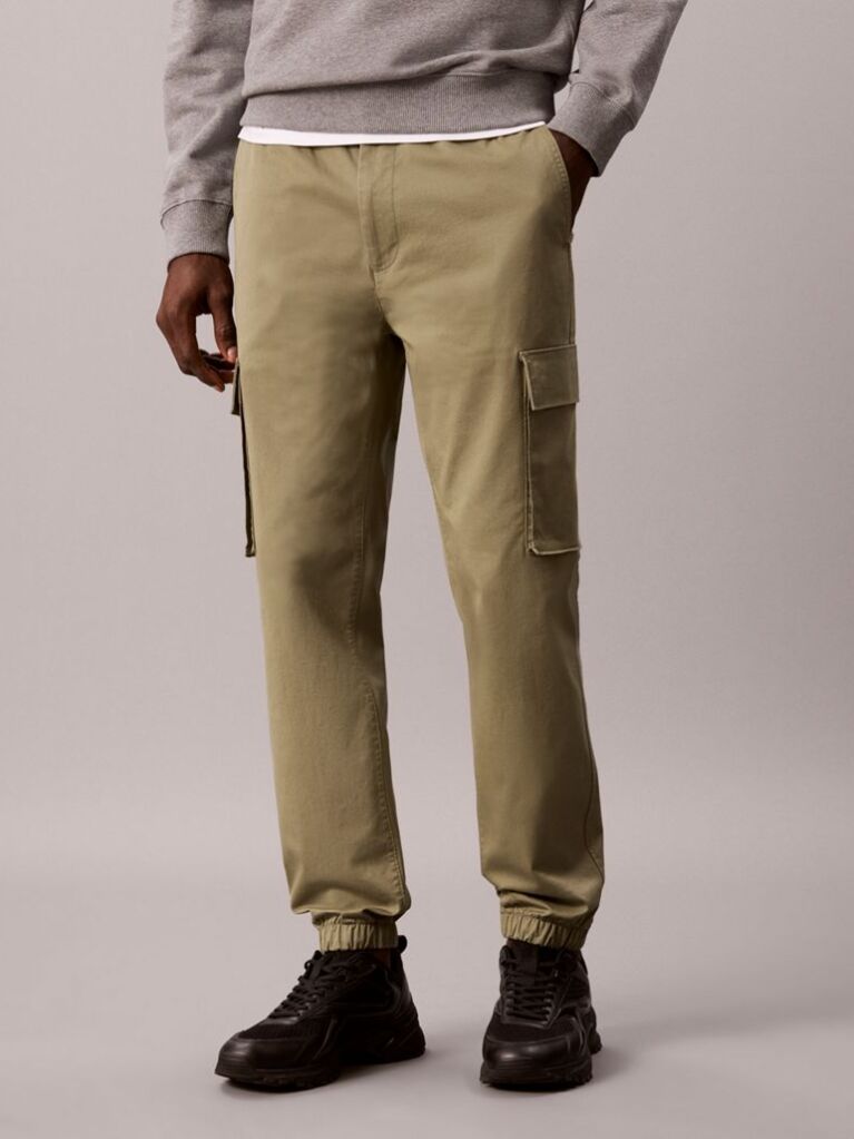 Green Skinny Twill Cargo Pants  Men