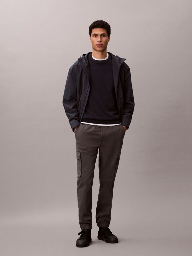 Grey Skinny Twill Cargo Pants  Men