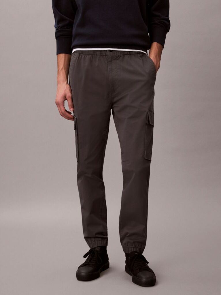 Grey Skinny Twill Cargo Pants  Men