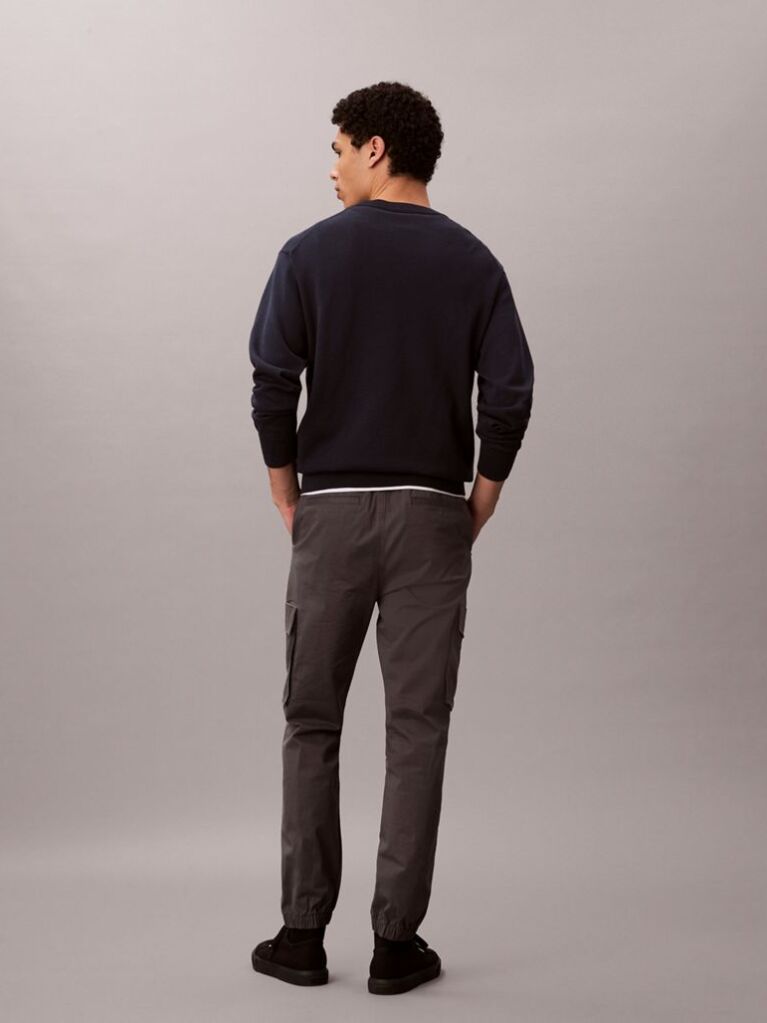 Grey Skinny Twill Cargo Pants  Men