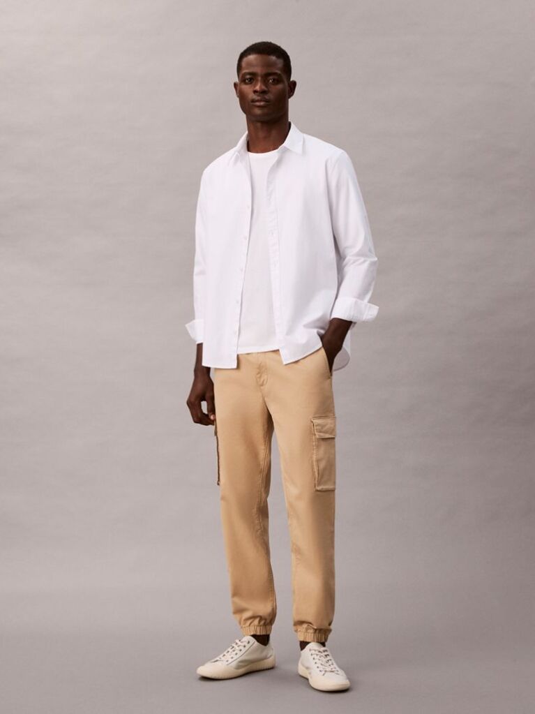Μπεζ Cargo Παντελόνι Σε Skinny Γραμμή Από Twill  Άνδρας