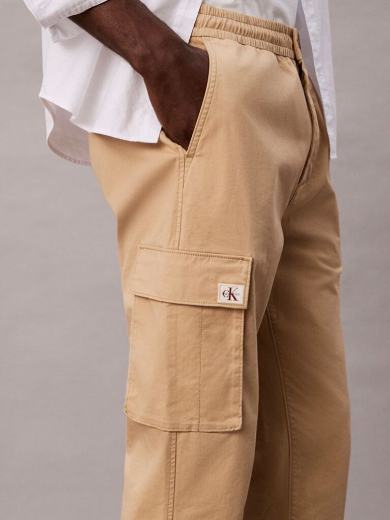 Μπεζ Cargo Παντελόνι Σε Skinny Γραμμή Από Twill  Άνδρας