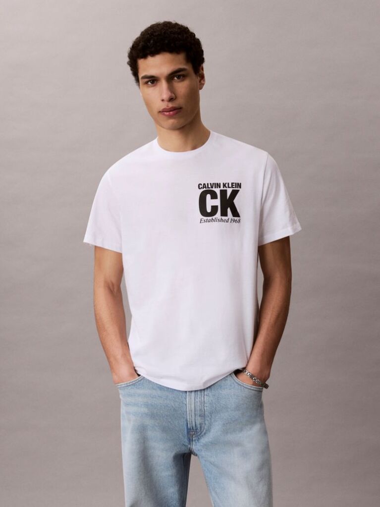 White Short Sleeve Graphic T-Shirt  Men