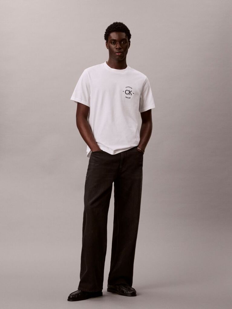 White Embroidered Logo T-shirt  Men