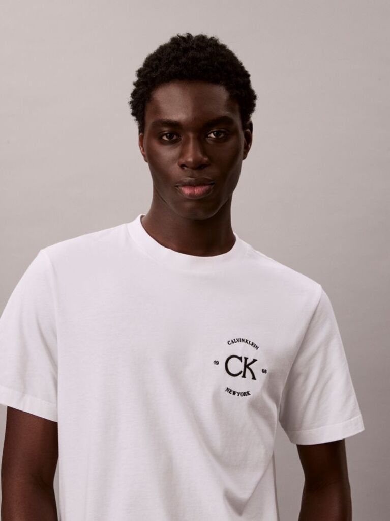 White Embroidered Logo T-shirt  Men
