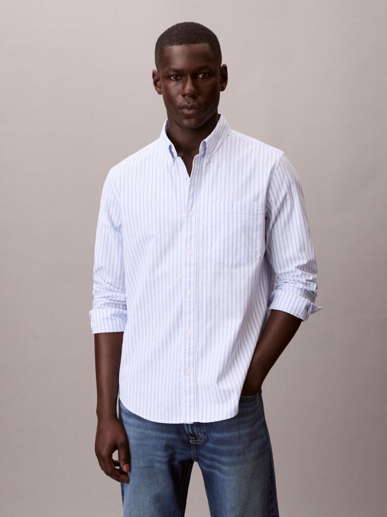 Blue Tonal Stripe Oxford Shirt  Men