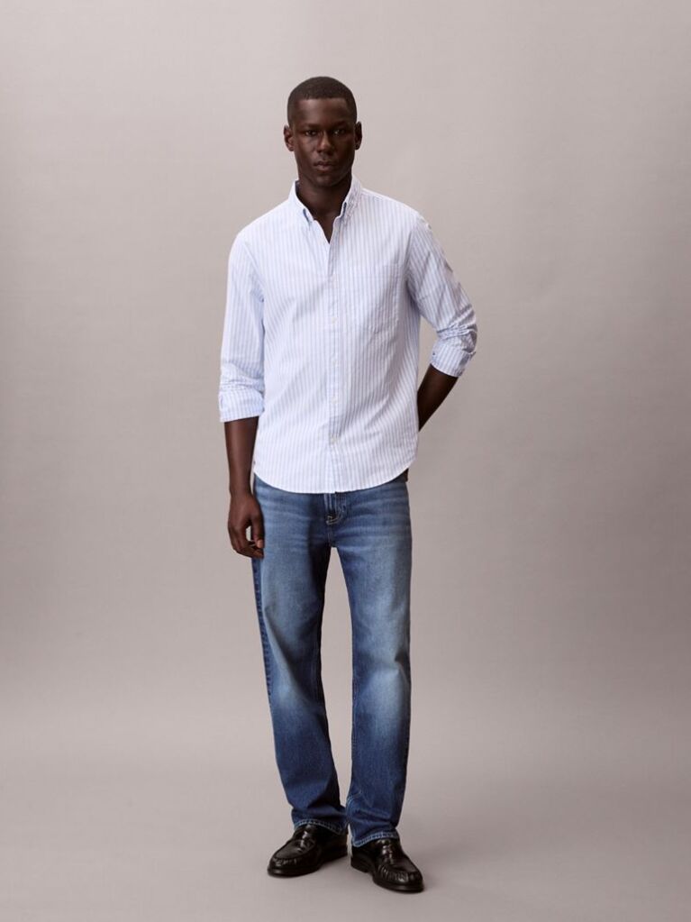 Blue Tonal Stripe Oxford Shirt  Men
