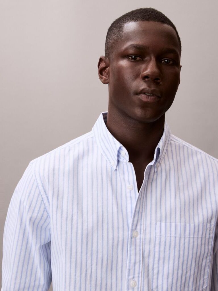 Blue Tonal Stripe Oxford Shirt  Men