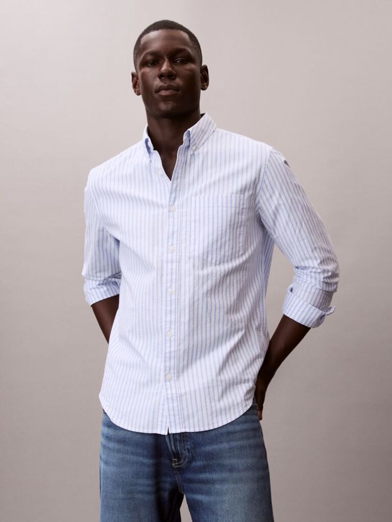 Blue Tonal Stripe Oxford Shirt  Men