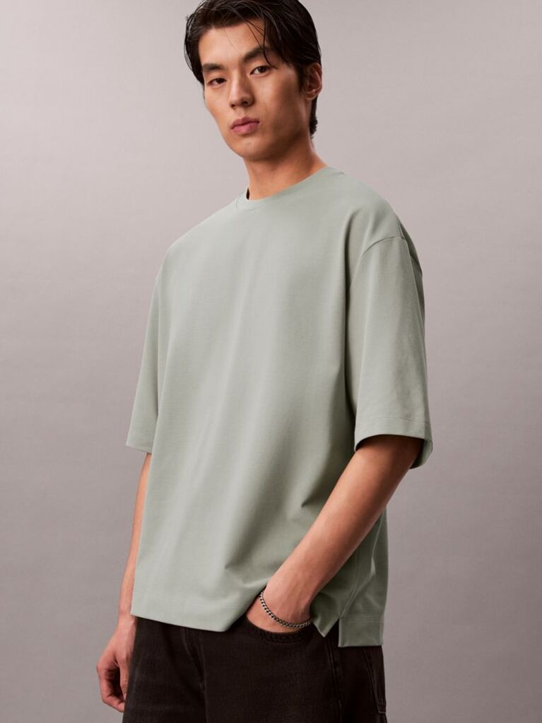 Green Relaxed Cooling Pique T-Shirt  Men
