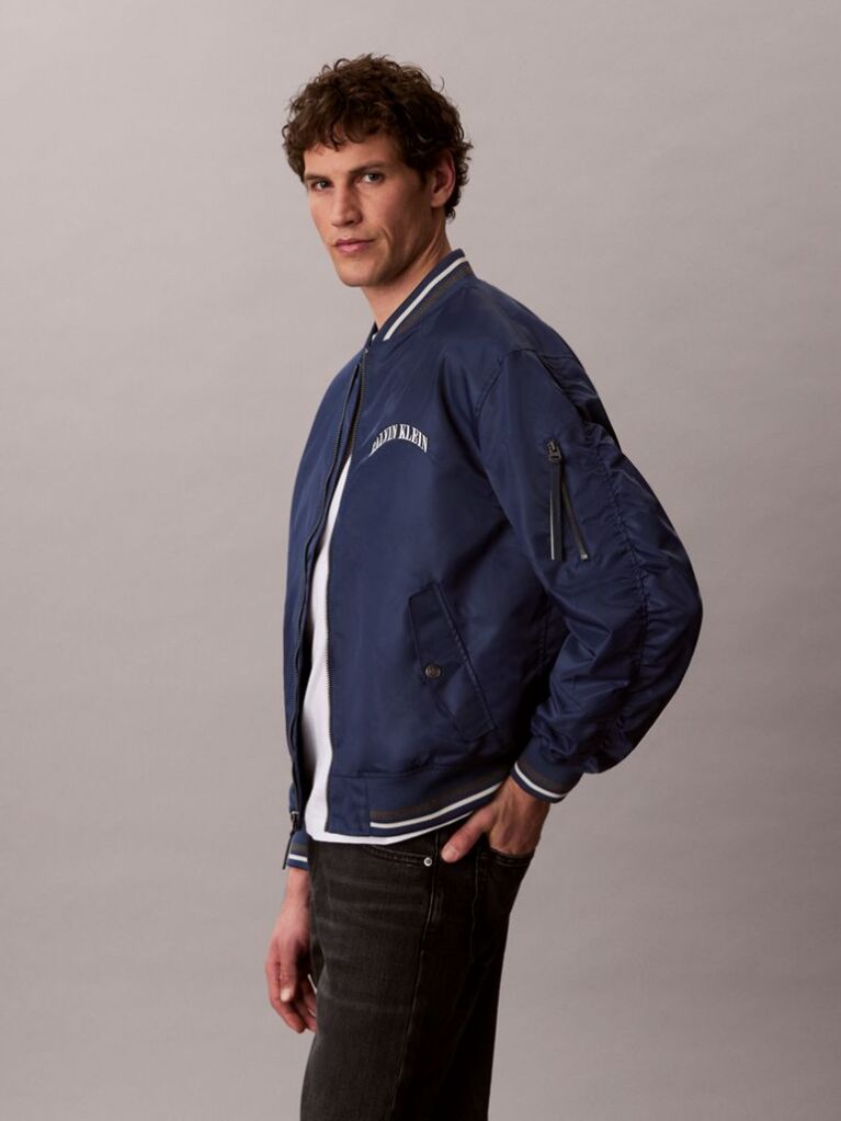 Blue Varsity Logo Bomber Jacket  Men
