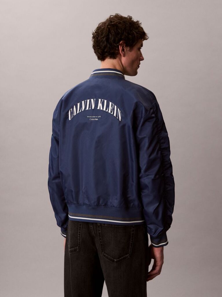 Blue Varsity Logo Bomber Jacket  Men