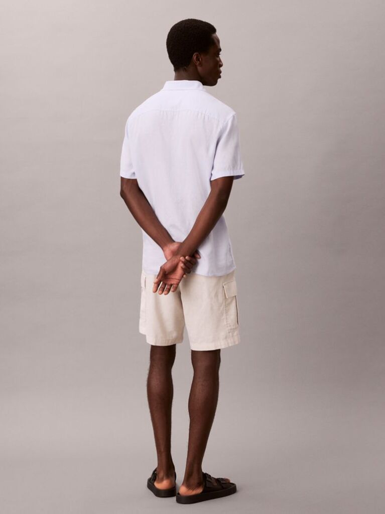 White Linen Cotton Cargo Shorts  Men