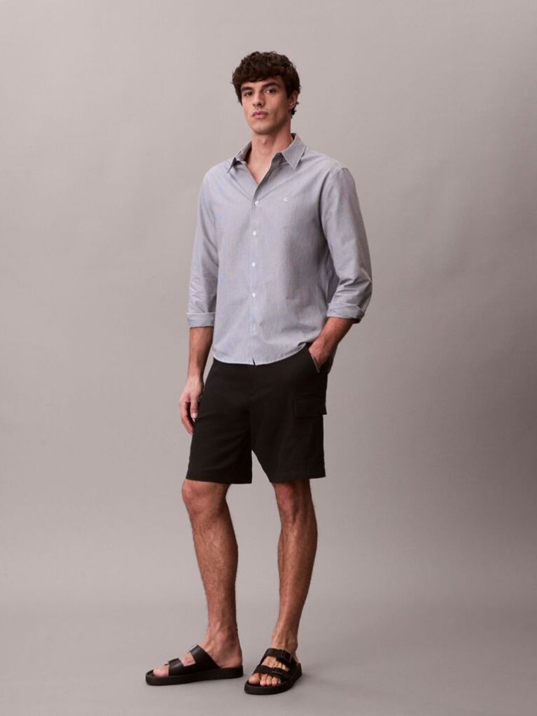 Black Linen Cotton Cargo Shorts  Men