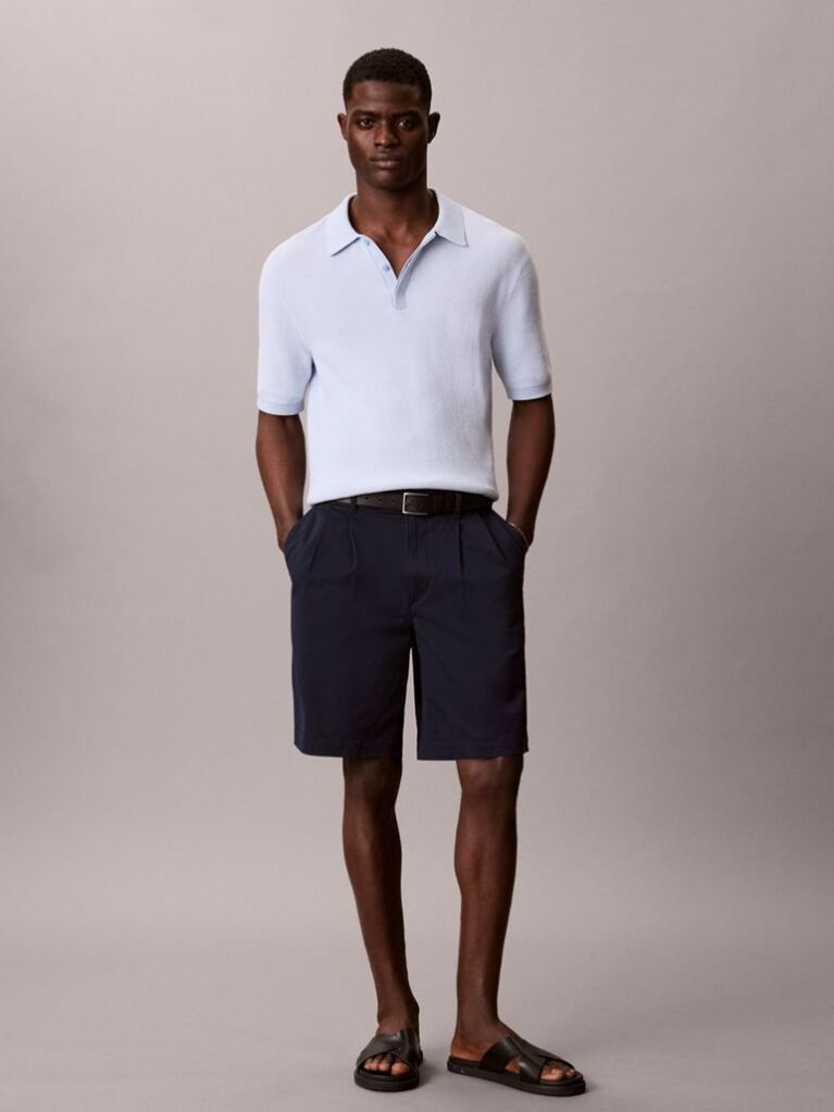Μπλε Chino Σορτς Από Βαμβακερό Twill  Άνδρας