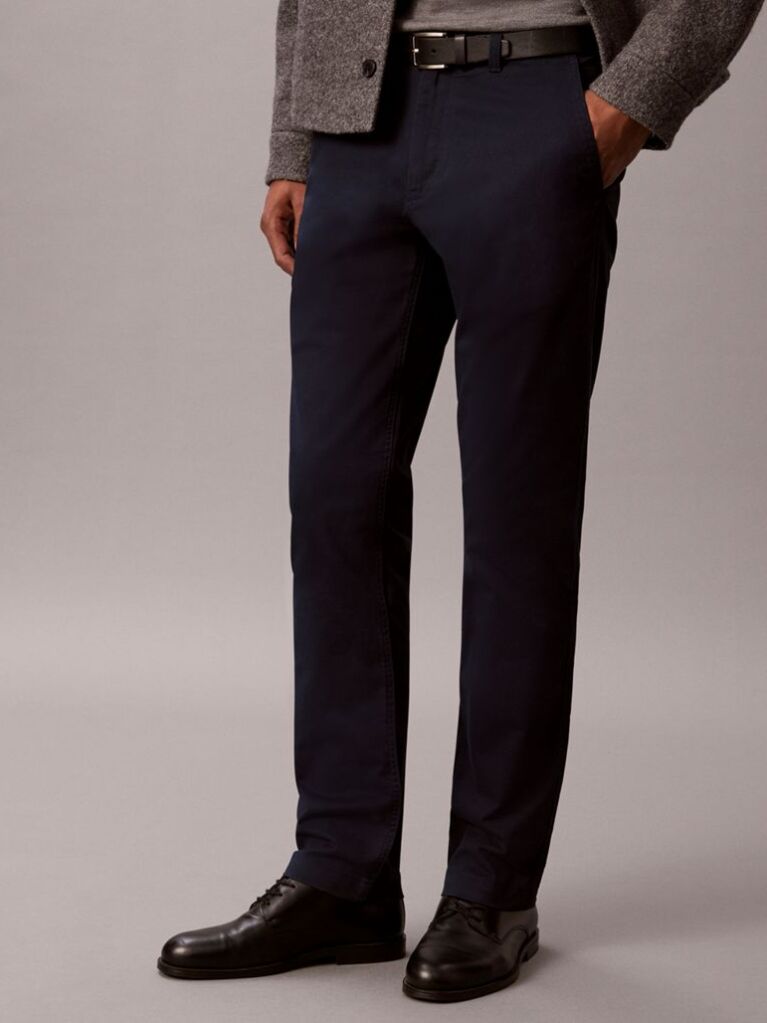 Blue Slim Fit Buttoned Chinos  Men